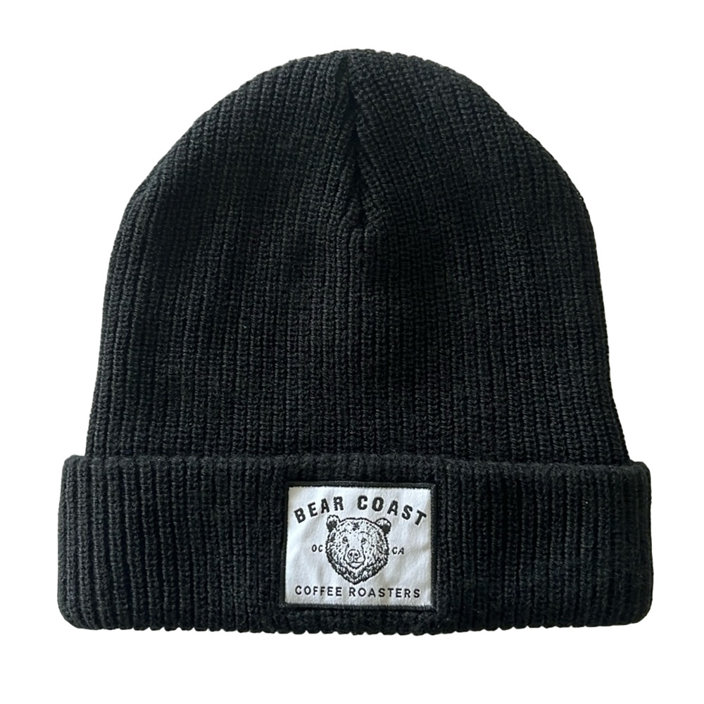 Bear Coast Coffee Black Beanie with Bear Patch